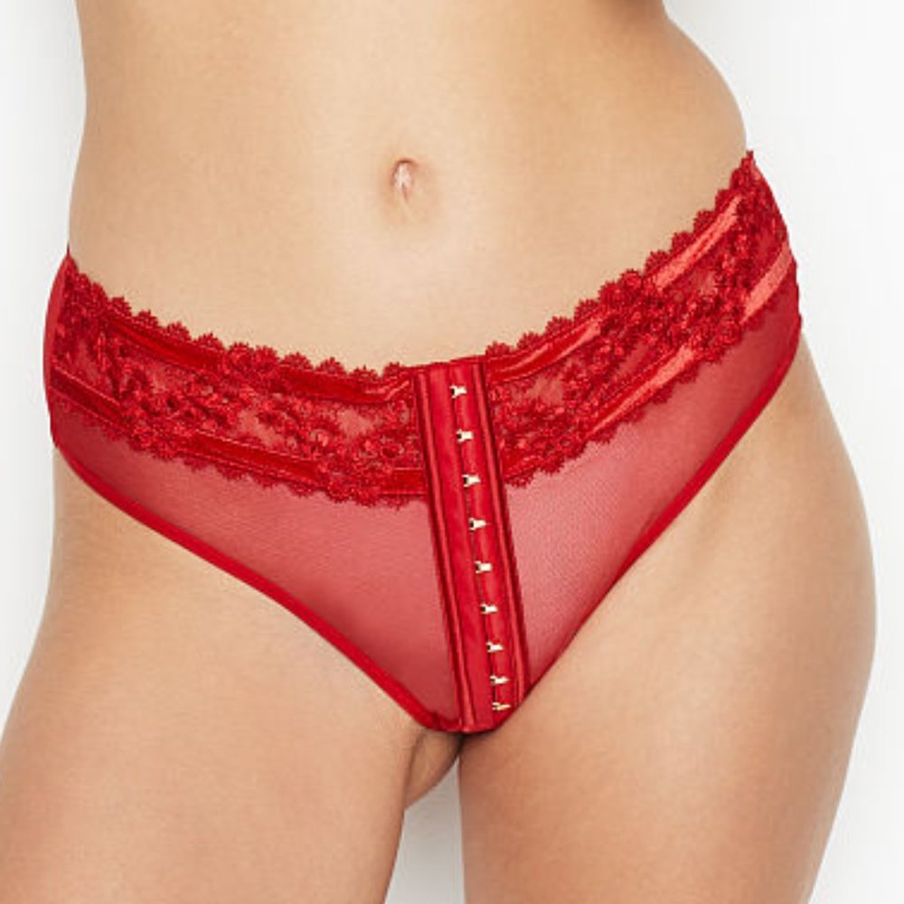 Last One! Red Velvet Trim NWT VS S Midrise Cheeky - Picture 2 of 16